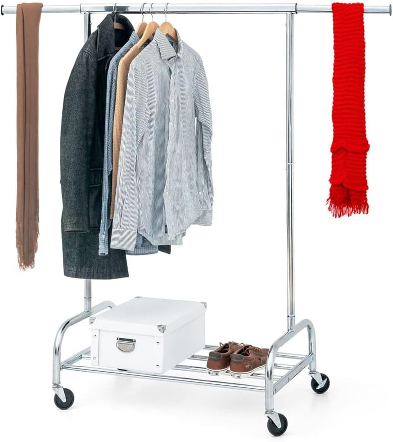 Extendable Heavy-Duty Clothes Rail Coat with Shelf Industrial