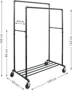 Extendable Heavy-Duty Clothes Rail Coat with Shelf Industrial
