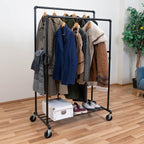 Extendable Heavy-Duty Clothes Rail Coat with Shelf Industrial