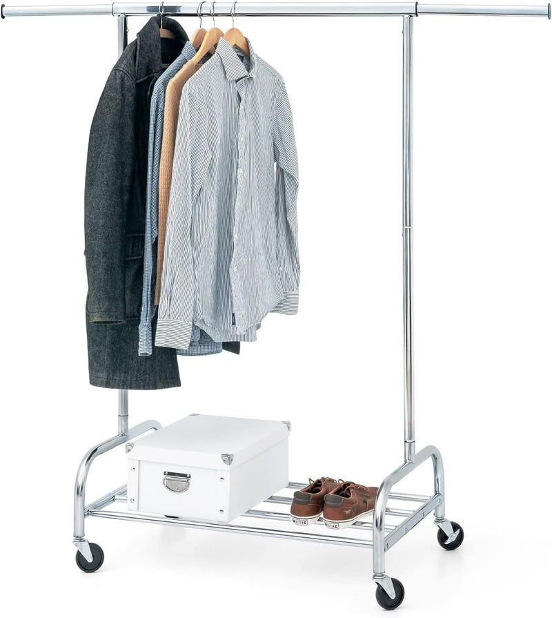 Extendable Heavy-Duty Clothes Rail Coat with Shelf Industrial