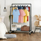 Extendable Heavy-Duty Clothes Rail Coat with Shelf Industrial