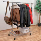 Extendable Heavy-Duty Clothes Rail Coat with Shelf Industrial