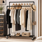 Extendable Heavy-Duty Clothes Rail Coat with Shelf Industrial