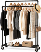 Extendable Heavy-Duty Clothes Rail Coat with Shelf Industrial