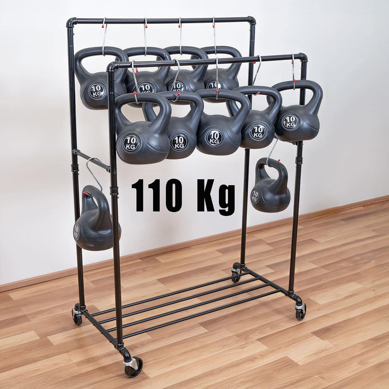 Extendable Heavy-Duty Clothes Rail Coat with Shelf Industrial