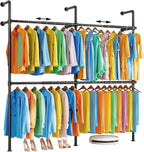 Extendable Wall Mounted Clothes Rack Industrial Metal Rails