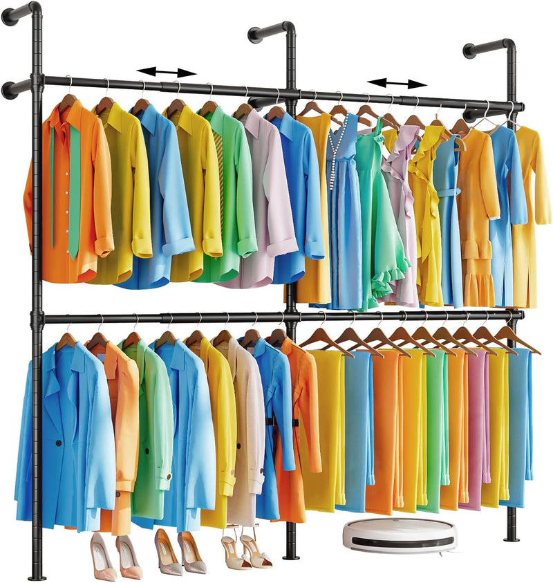 Extendable Wall Mounted Clothes Rails Width 124CM