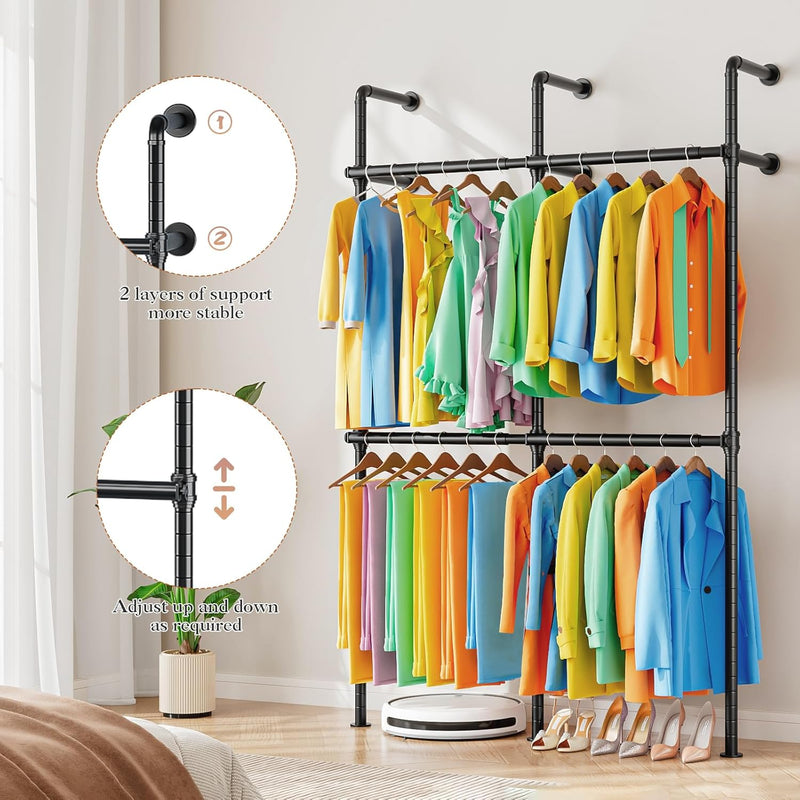 Extendable Wall Mounted Clothes Rails Width 124CM