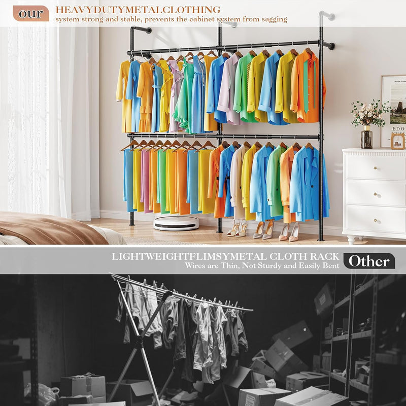 Extendable Wall Mounted Clothes Rails Width 124CM