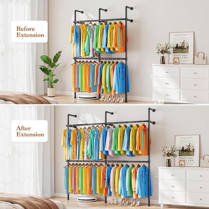 Extendable Wall Mounted Clothes Rails Width 124CM