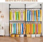 Extendable Wall Mounted Clothes Rack Industrial Metal Rails