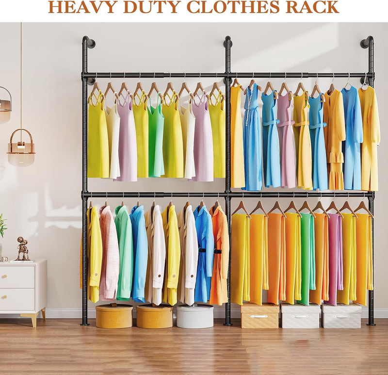Extendable Wall Mounted Clothes Rails Width 124CM