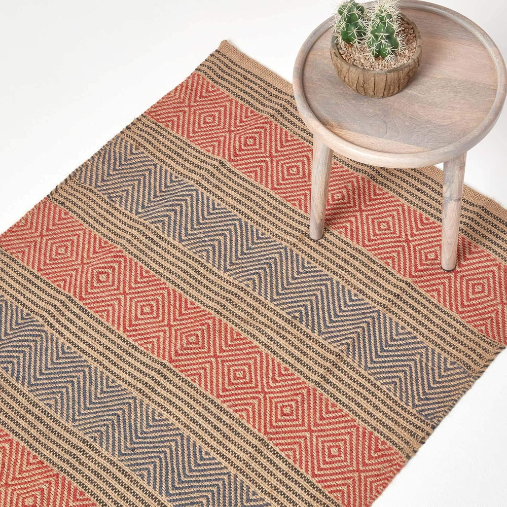 Extra Large Modern Jute Rug and Geometric Kilim