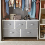 Extra Wide Fabric 5-Drawer Storage Organiser Unit