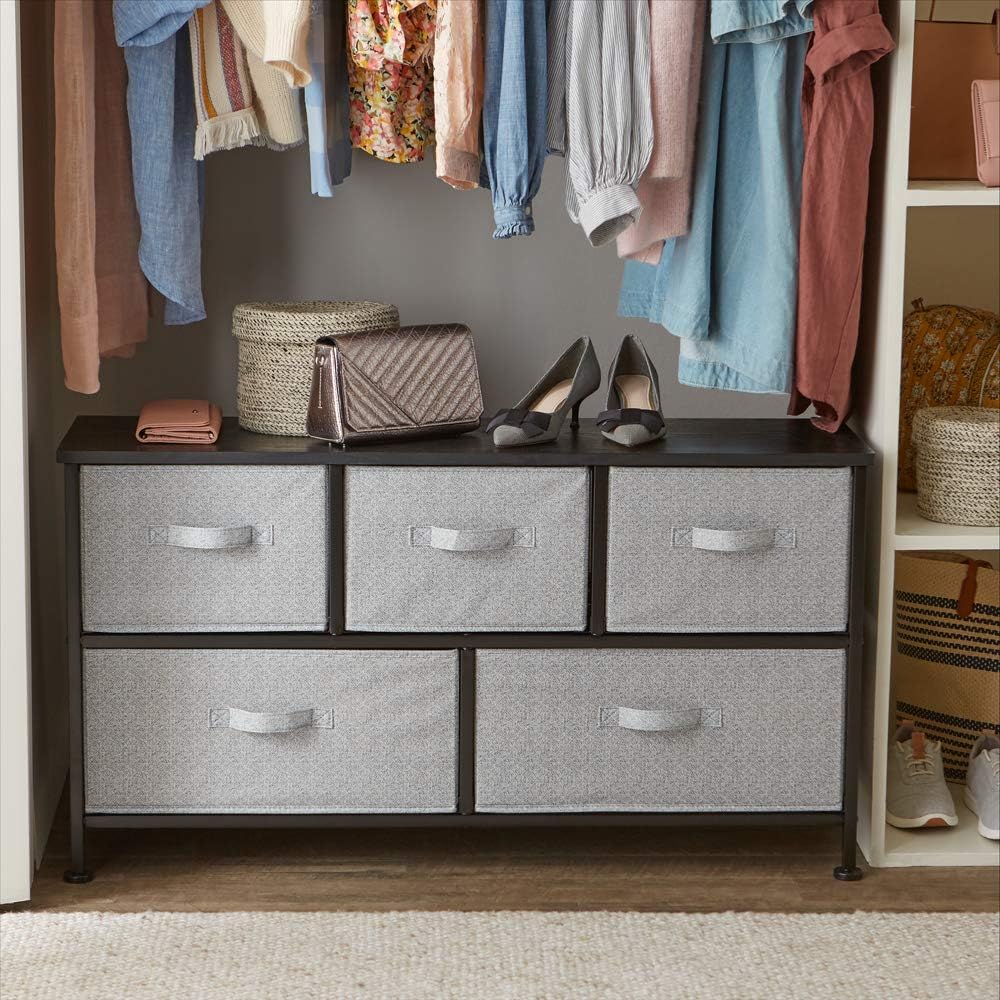 Extra Wide Fabric 5-Drawer Storage Organiser Unit