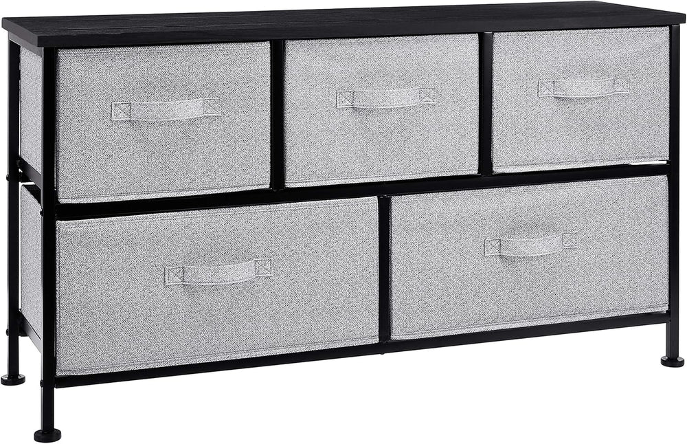 Extra Wide Fabric 5-Drawer Storage Organiser Unit