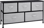 Extra Wide Fabric 5-Drawer Storage Organiser Unit