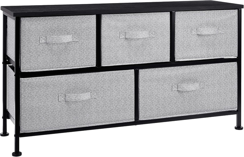 Extra Wide Fabric 5-Drawer Storage Organiser Unit