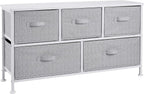 Extra Wide Fabric 5-Drawer Storage Organiser Unit