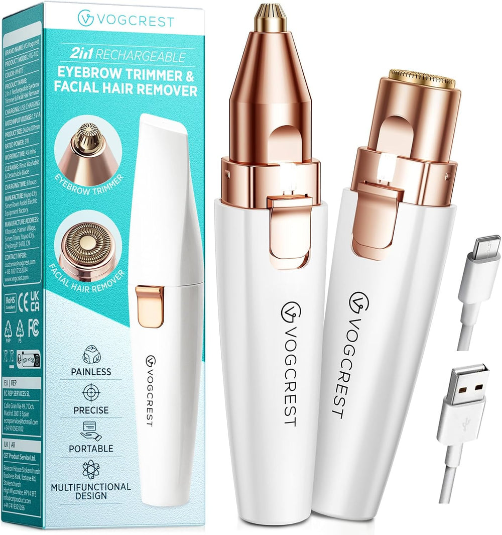 Eyebrow Facial Trimmer: 2 In1 Rechargeable Hair Removal
