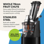 F1900 Cold Press Juicer 240W Slow 78MM Chute