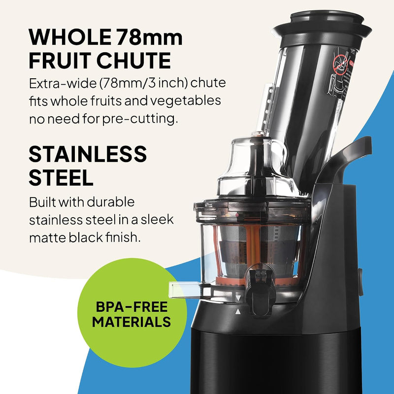 F1900 Cold Press Juicer 240W Slow 78MM Chute