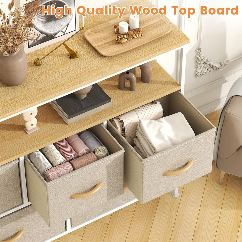 Fabric 5 Drawer Storage Cabinet with Side Pocket