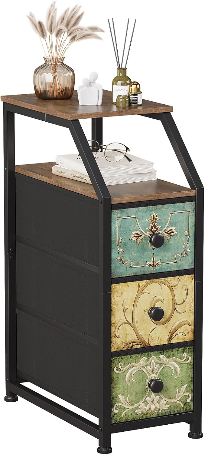 Fabric Chest of Drawers with 3 Narrow Top