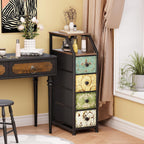 Fabric Chest of Drawers with 3 Narrow Top