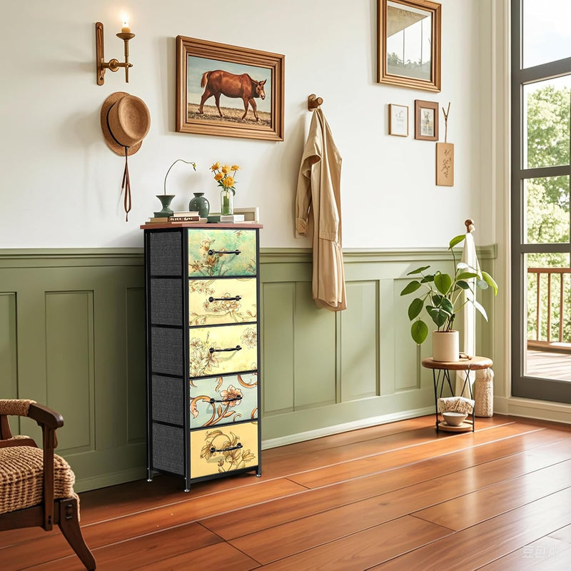 Chest of Drawers with 6 Fabric Narrow Tall