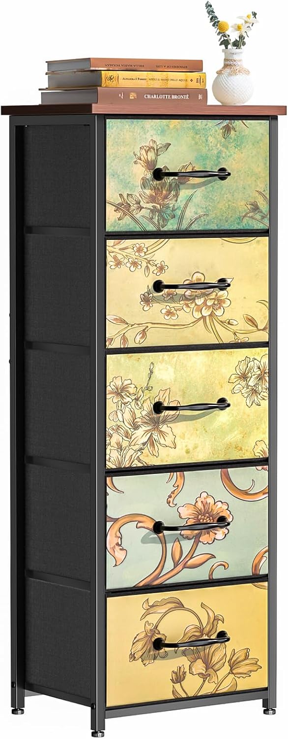 Chest of Drawers with 6 Fabric Narrow Tall