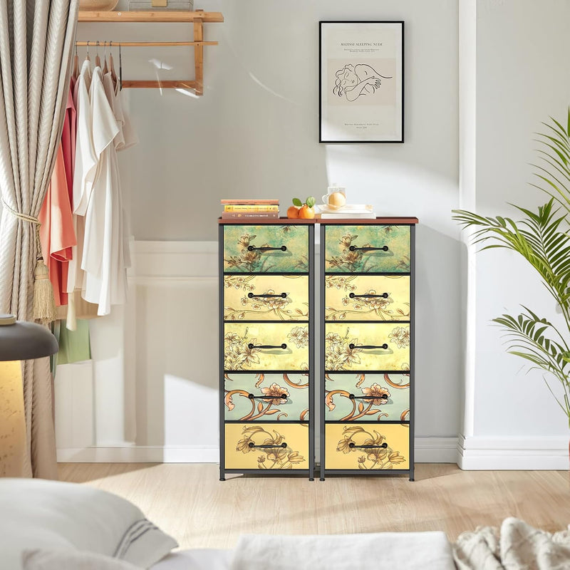 Chest of Drawers with 6 Fabric Narrow Tall