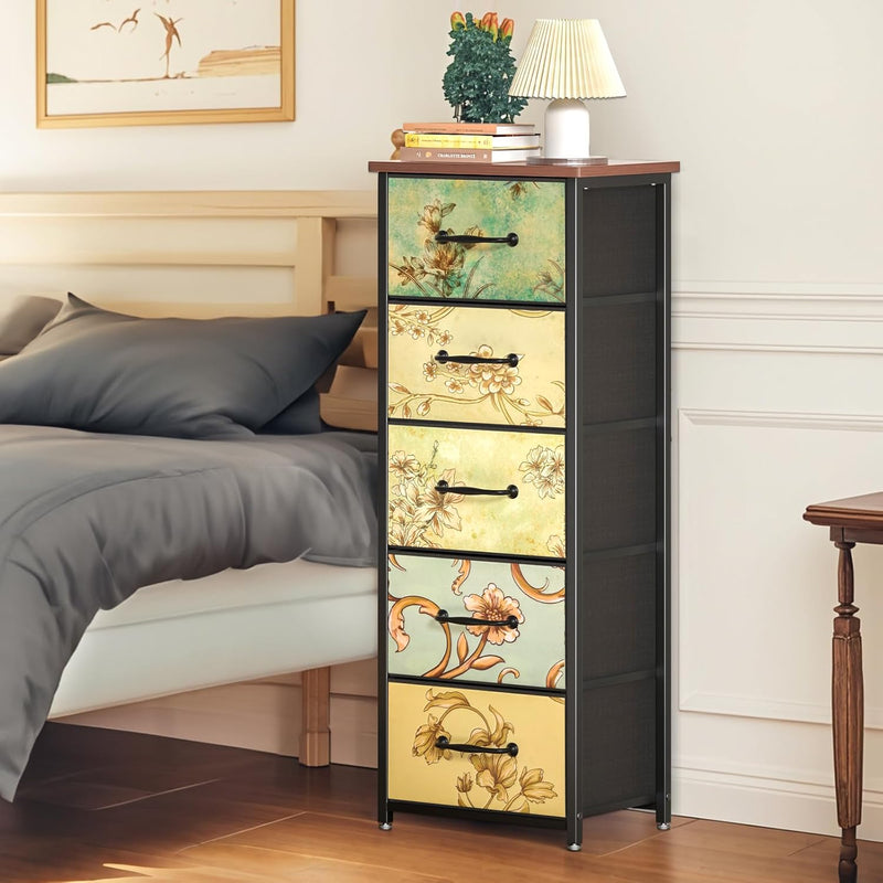Chest of Drawers with 6 Fabric Narrow Tall