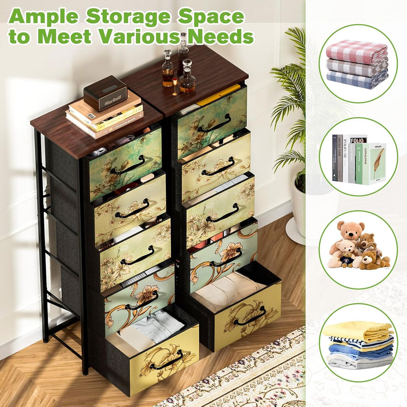 Chest of Drawers with 6 Fabric Narrow Tall