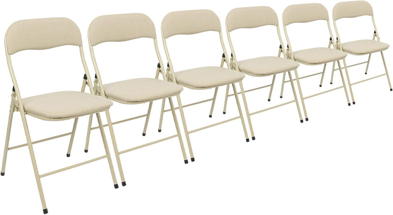 Fabric Padded Folding Chairs Cushioned Foldable Chair (Set of 6)