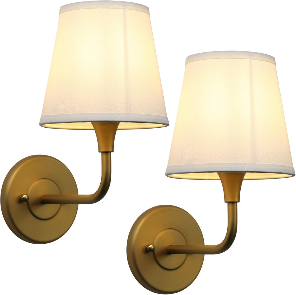 Fabric Wall Light Industrial Sconce with Lampshade Hardwired (Set of 2)
