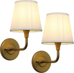 Fabric Wall Light Industrial Sconce with Lampshade Hardwired (Set of 2)