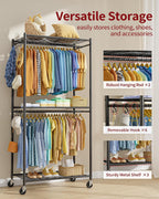 Fabric Wardrobe Clothes Rail with Cover Wheels 90x46x204CM