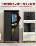 Fabric Wardrobe Clothes Rail with Cover Wheels 90x46x204CM