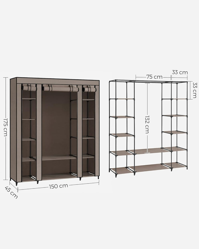 Wardrobe Fabric Covered Folding Cabinet with 12 Shelves