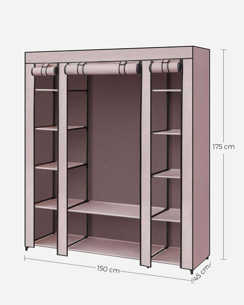 Wardrobe Fabric Covered Folding Cabinet with 12 Shelves