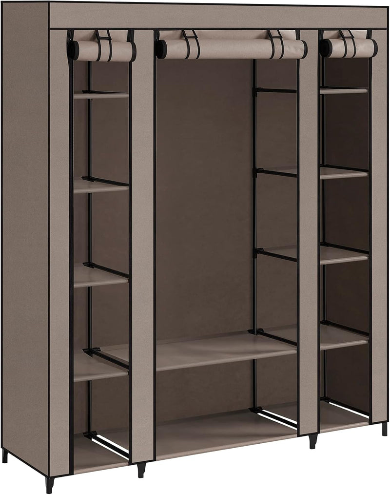 Wardrobe Fabric Covered Folding Cabinet with 12 Shelves