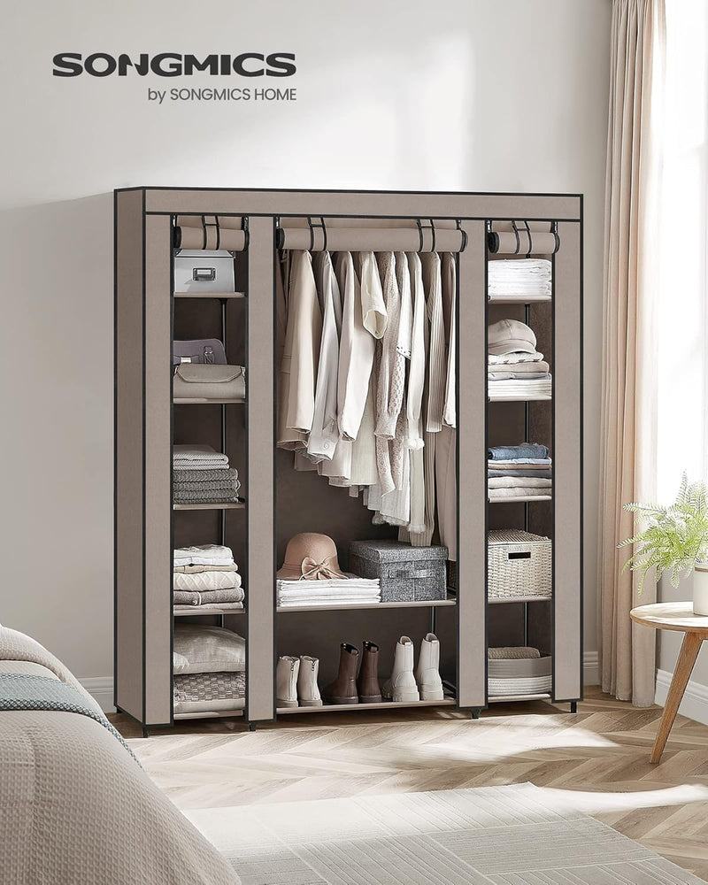 Wardrobe Fabric Covered Folding Cabinet with 12 Shelves