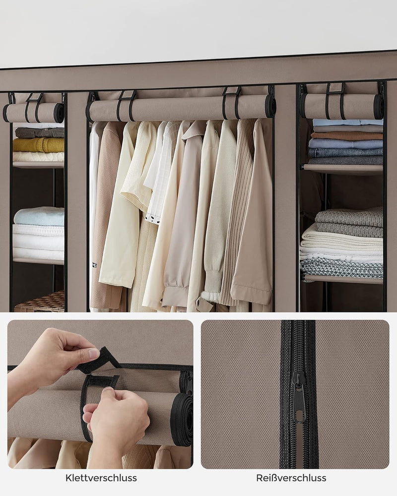 Wardrobe Fabric Covered Folding Cabinet with 12 Shelves