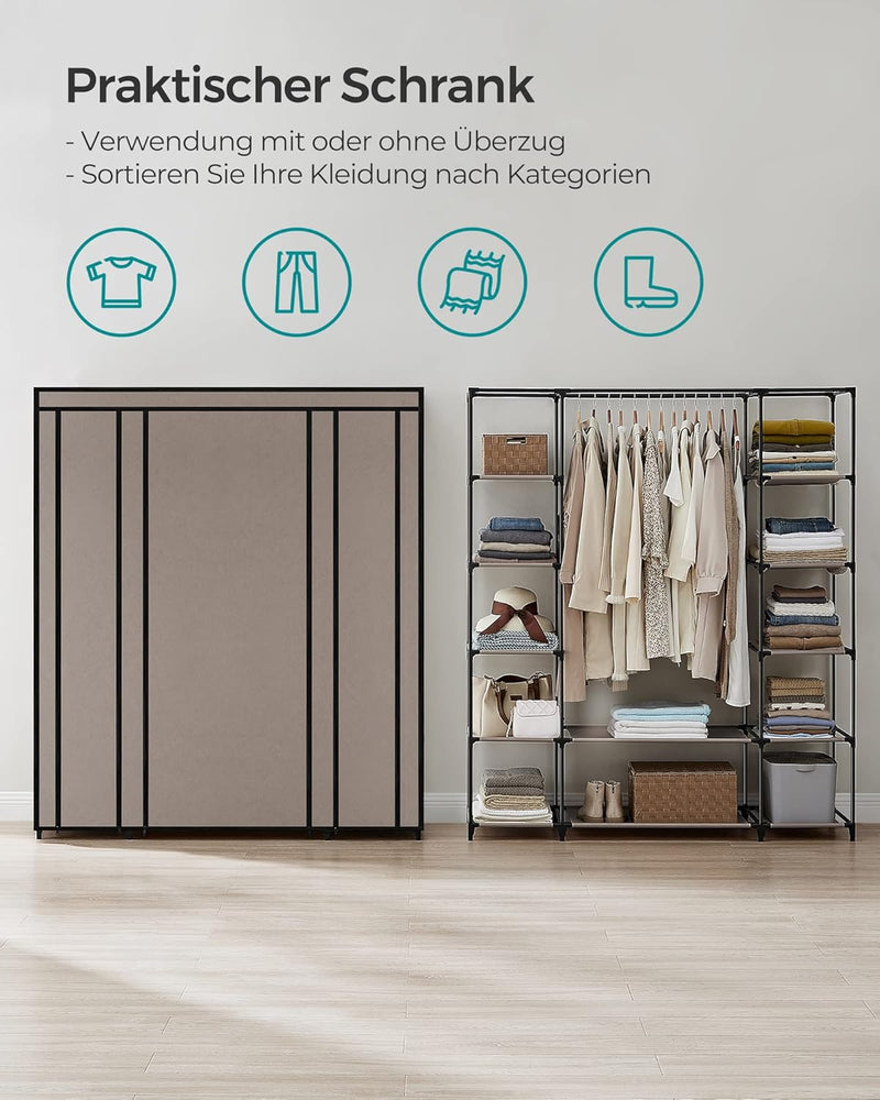 Wardrobe Fabric Covered Folding Cabinet with 12 Shelves