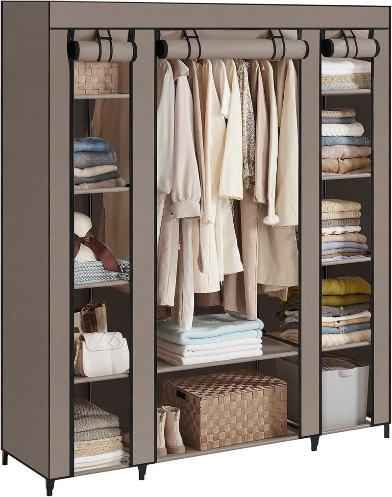 Wardrobe Fabric Covered Folding Cabinet with 12 Shelves