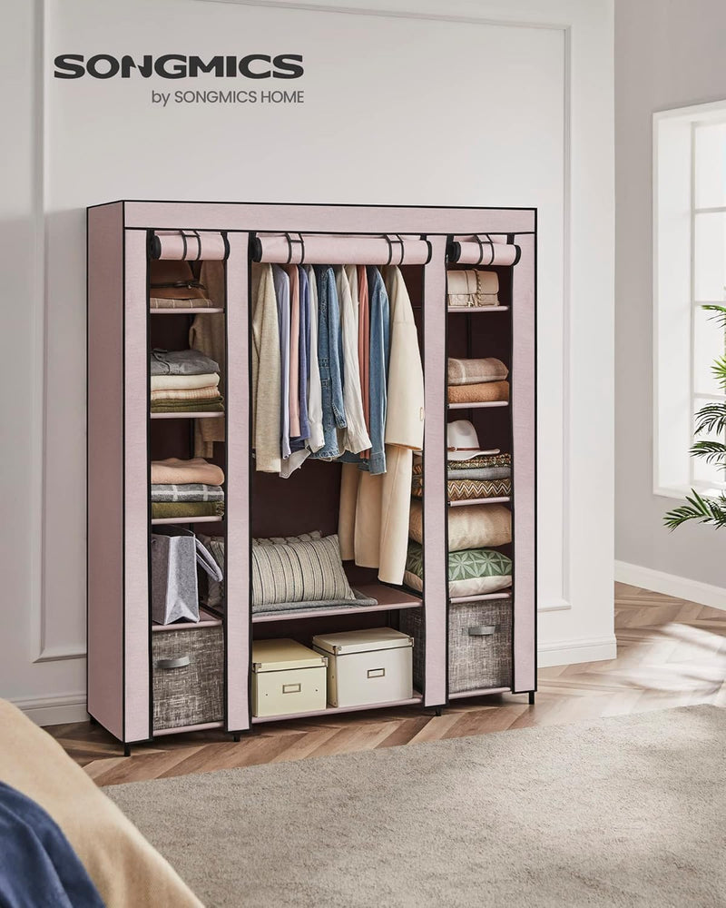 Wardrobe Fabric Covered Folding Cabinet with 12 Shelves
