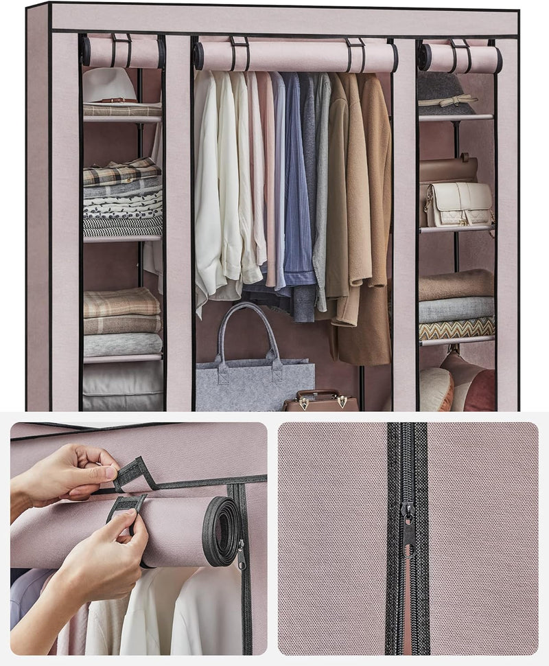 Wardrobe Fabric Covered Folding Cabinet with 12 Shelves