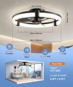Fans with Lights and Remote 50CM Low Profile