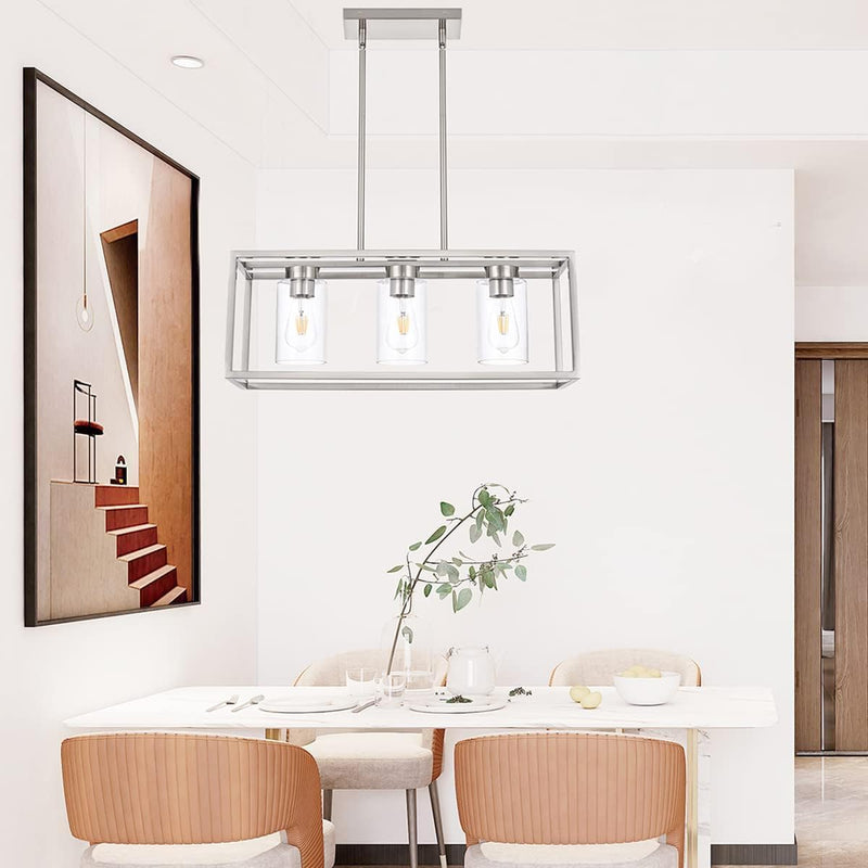 Farmhouse Chandeliers for Kitchen Island Brushed Nickel Dining